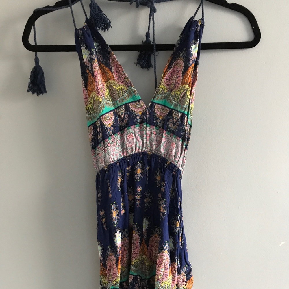 Printed backless romper